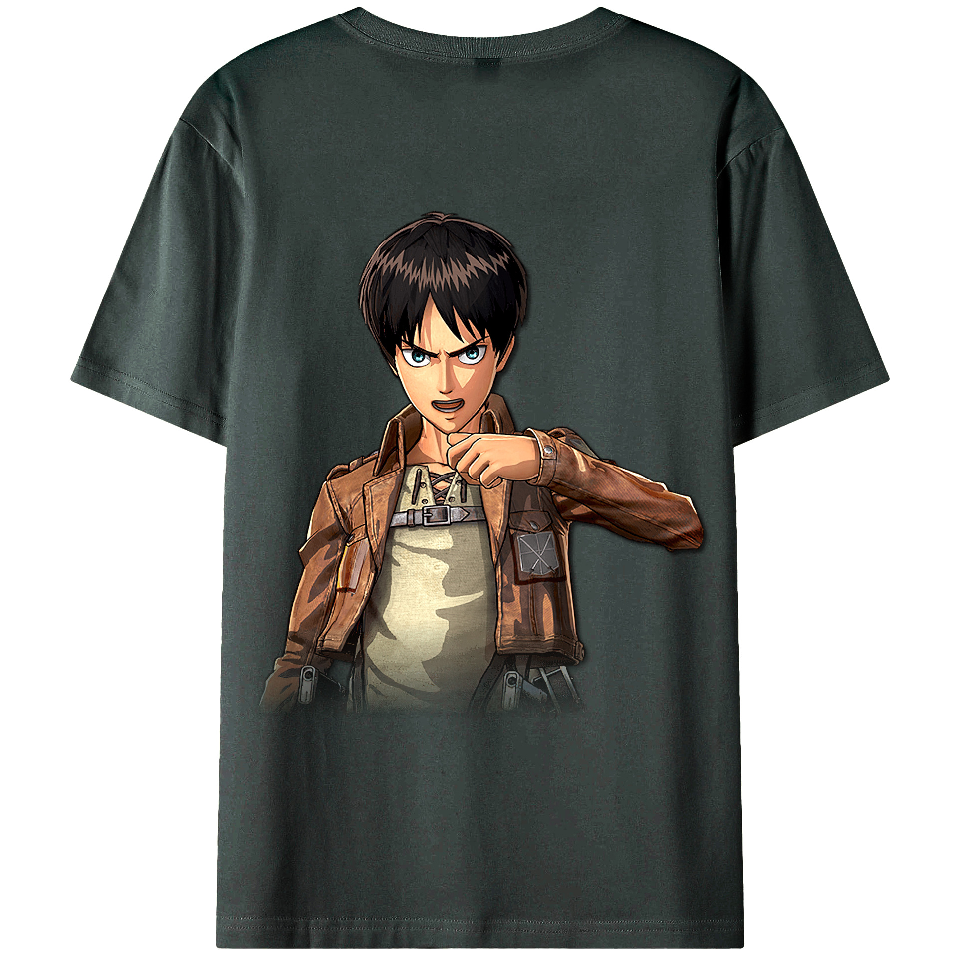 （画像用） 進撃の巨人 エレン･イェーガー Attack on Titan Eren Jäger 綿100％ メンズ半袖Tシャツ（バックプリント） 通気性